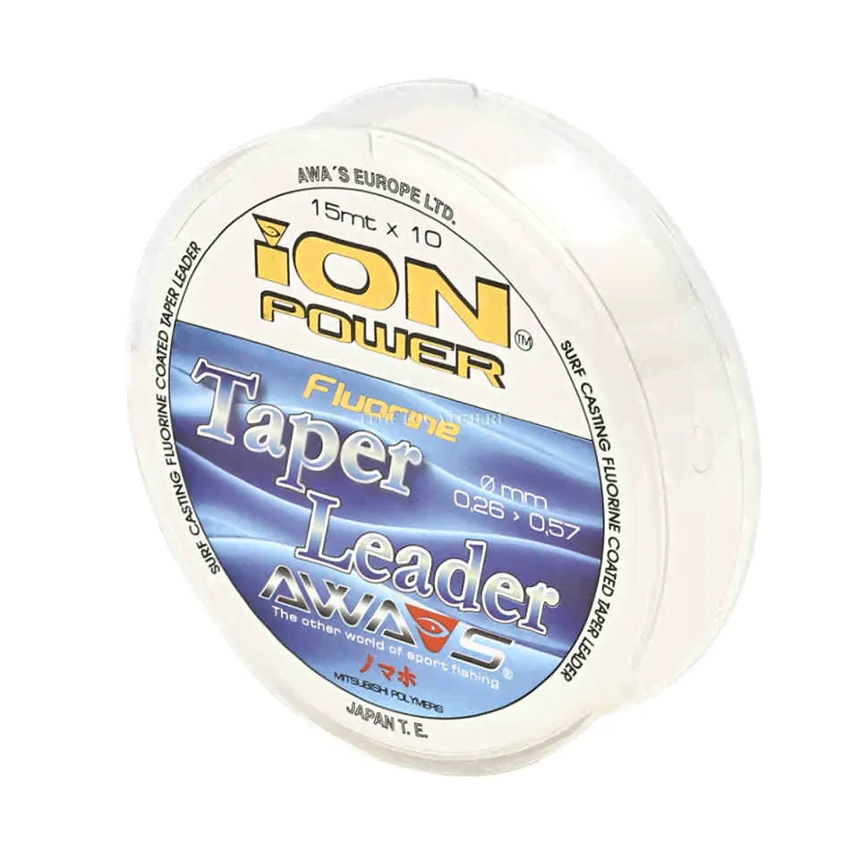Купить Купить Шок лидер моно AwaShima ION POWER FLUORINE TAPER LEADERS (0.26мм - 0.57мм)-0