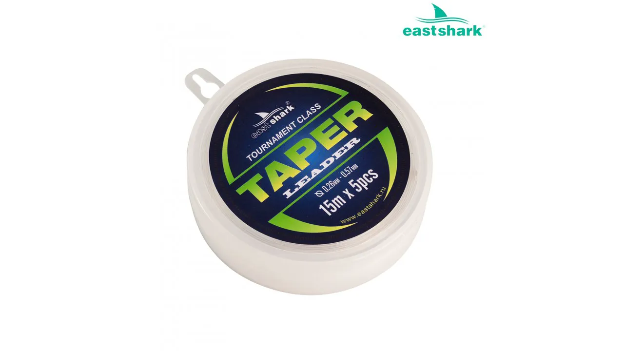 TAPER LEADER Шок-лидер EastShark 0,57 mm-0.26 mm 15m (5 шт)-0